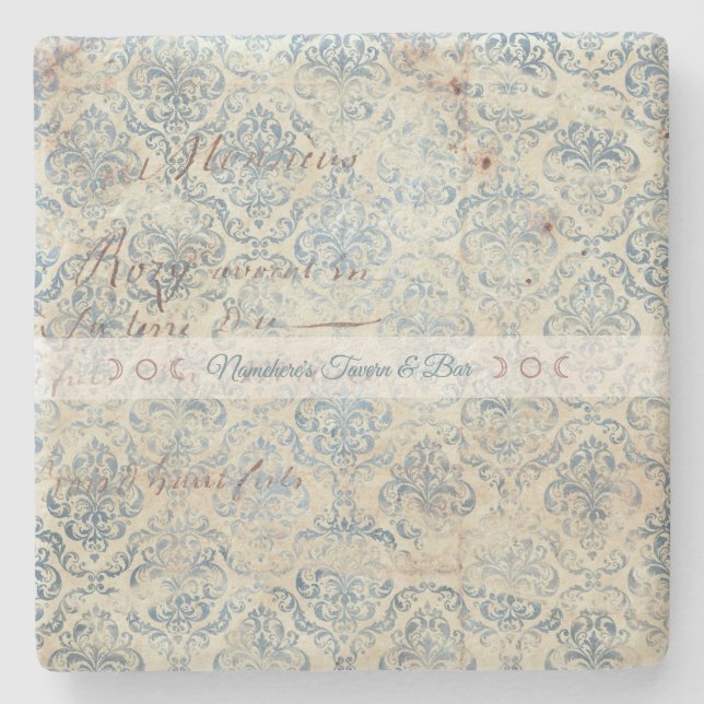 Create Your Own Distressed Blue Damask Love Letter Stenunderlägg (Framsidan)