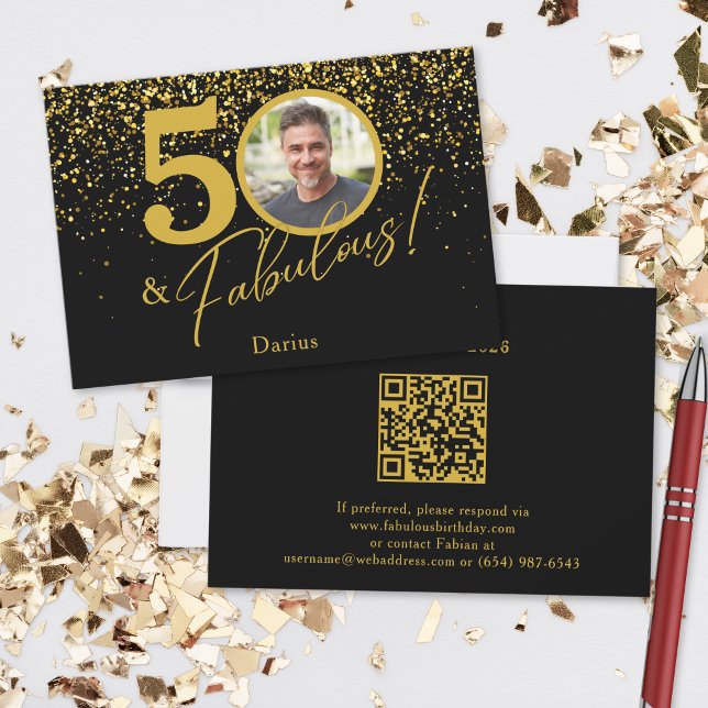 Create Your Own Fabulous Birthday Photo QR Code OSA Kort (Skapare uppladdad)