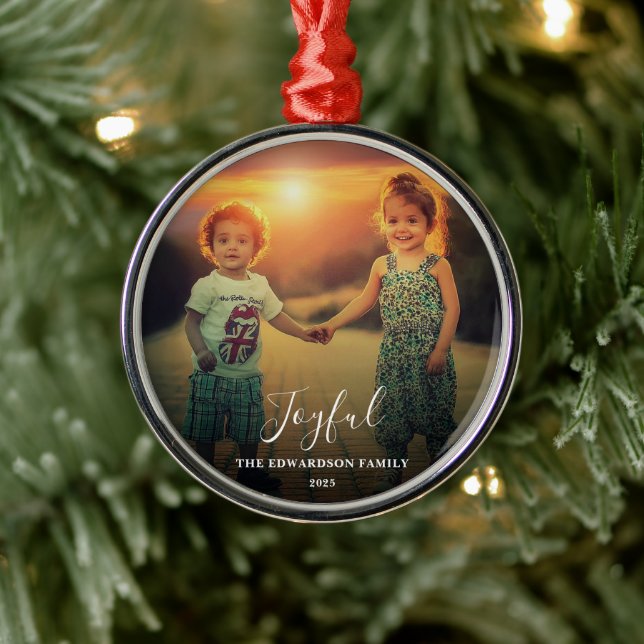 Create your own family photo joyful script julgransprydnad metall (Träd)