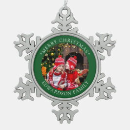 Create your own family photo Merry Christmas Snöflinga Pewter Julgransprydnad