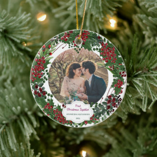 Create your own First Christmas Together photo Julgransprydnad Keramik
