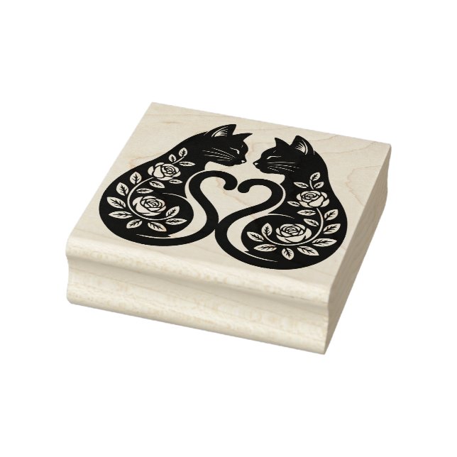 Create Your Own Floral Cats Heart Roses Stämpel (Stämpel)