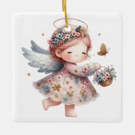 Create Your Own Flower Basket Christmas Angel Julgransprydnad Keramik