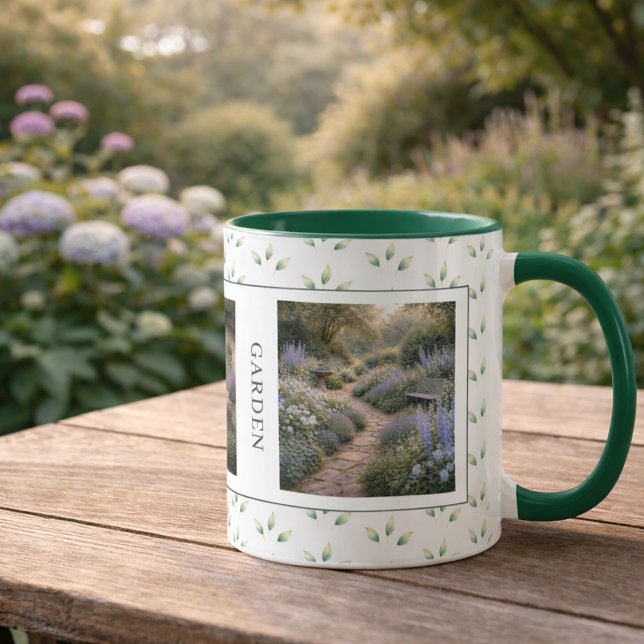 Create your own garden photos monogrammed mugg (Create your own garden photos monogrammed mug. You can add your own photos, name and text.)