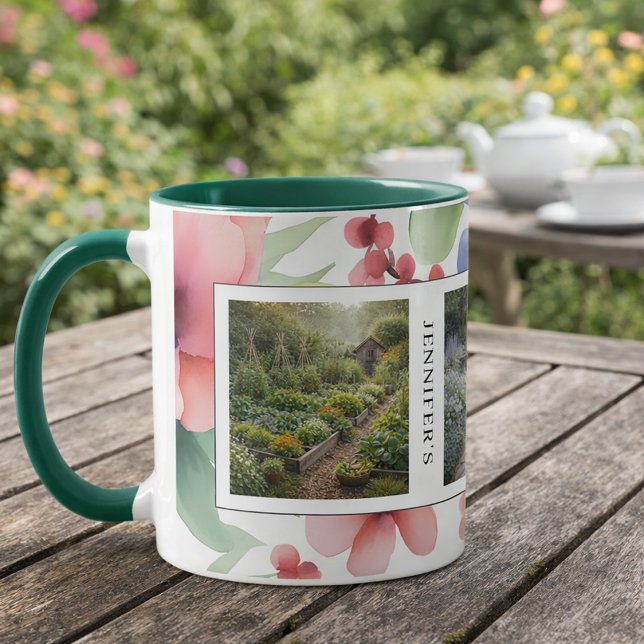 Create your own garden photos monogrammed mugg (Create your own garden photos monogrammed mug. For garden lovers.)