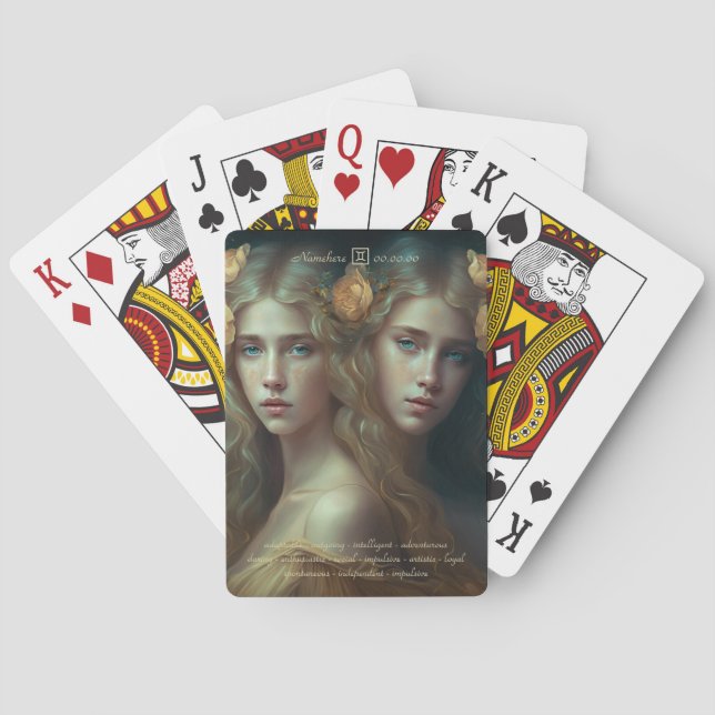 Create Your Own Gemini Sun Sign Zodiac Goddess Casinokort (Baksidan)