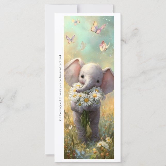 Create Your Own Happy Daisy Elephant Bookmark Card (Framsida)