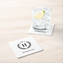 Create Your Own Intel Monogram With Laurel wreaths Underlägg Papper Kvadrat