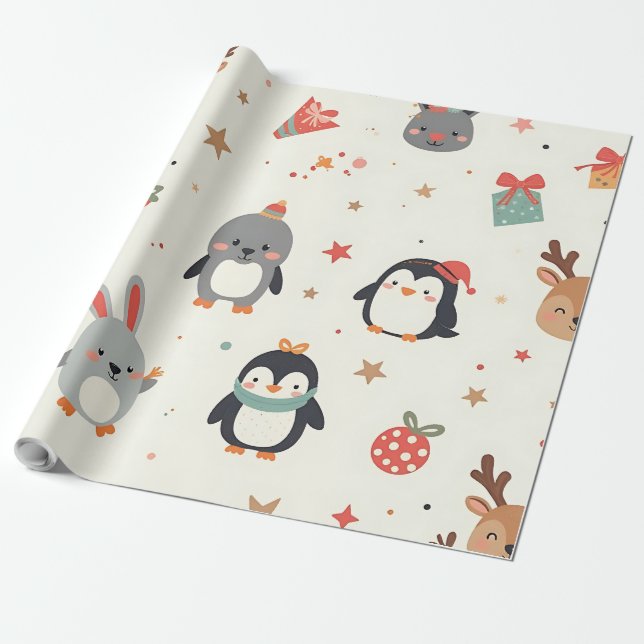 Create Your Own Kawaii Christmas Animals Presentpapper (Utrullad)