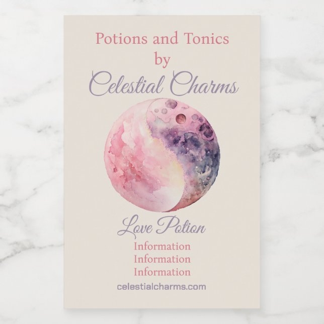 Create Your Own Lunar Love Magic Pink Moon Vinetikett (Enkel etikett)