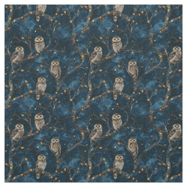 Create Your Own Magical Blue Gold Winter Owls Tyg (Prov)