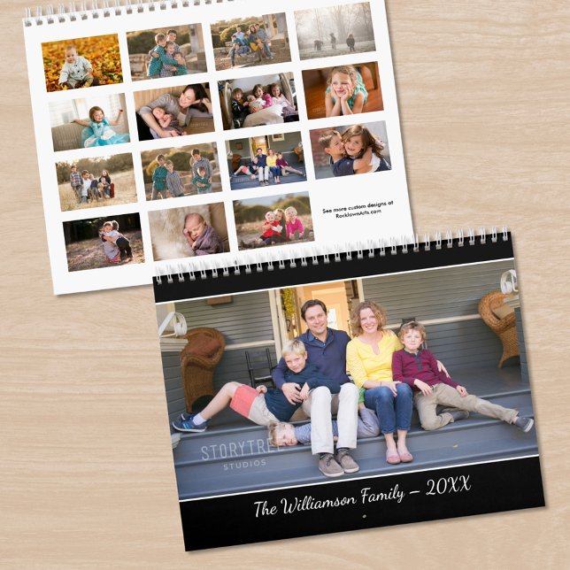 Create Your Own Modern 15 Month Black Photo Kalender (Create Your Own Modern 15 Month Black Photo Calendar, front/back)