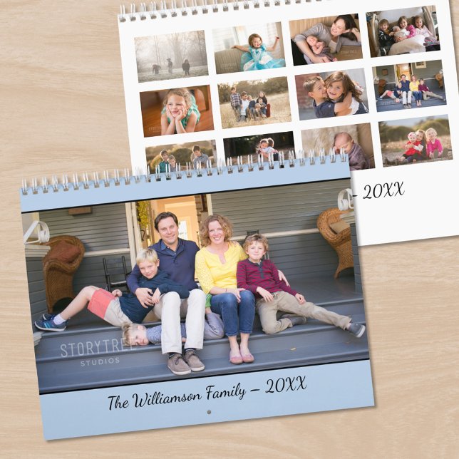 Create Your Own Modern Light Blue Cover Photo Kalender (Create Your Own Modern Light Blue Cover Photo Calendar, front/back)