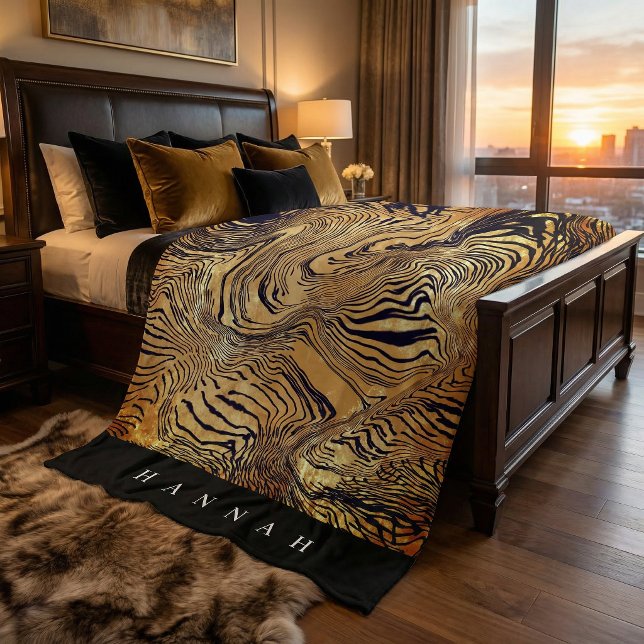 Create your own monogrammed text leopard print  fleecefilt (Skapare uppladdad)