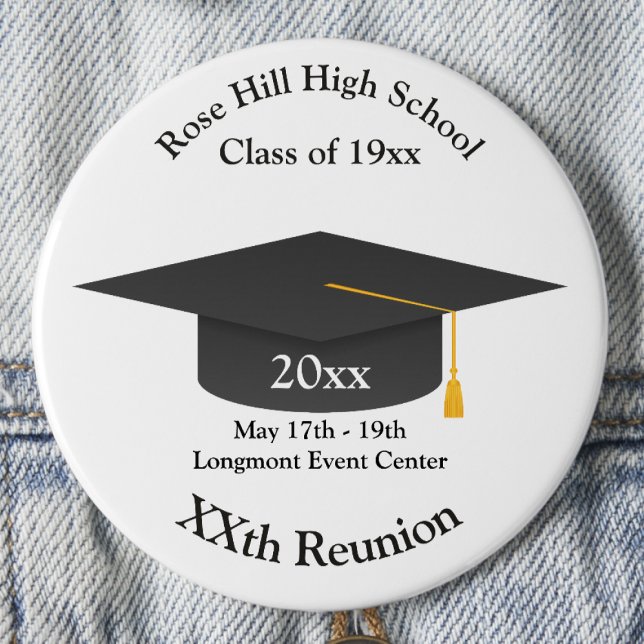 Create-Your-Own Mortarboard Class Reunion Button Knapp (Skapare uppladdad)