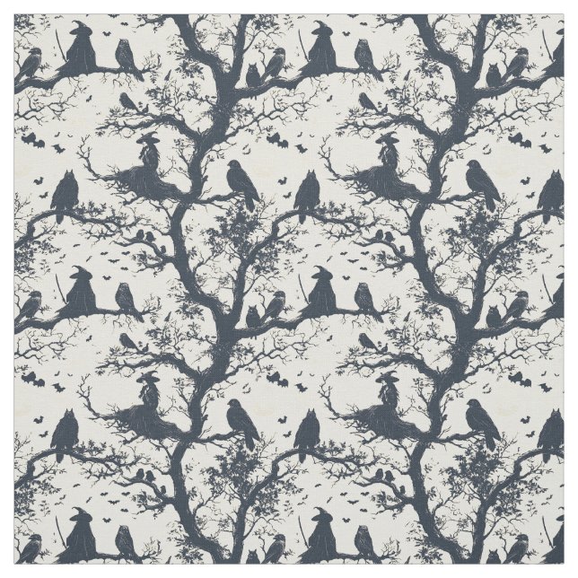 Create Your Own Musing Witch Birds Ivory Toile Tyg (Provkarta)