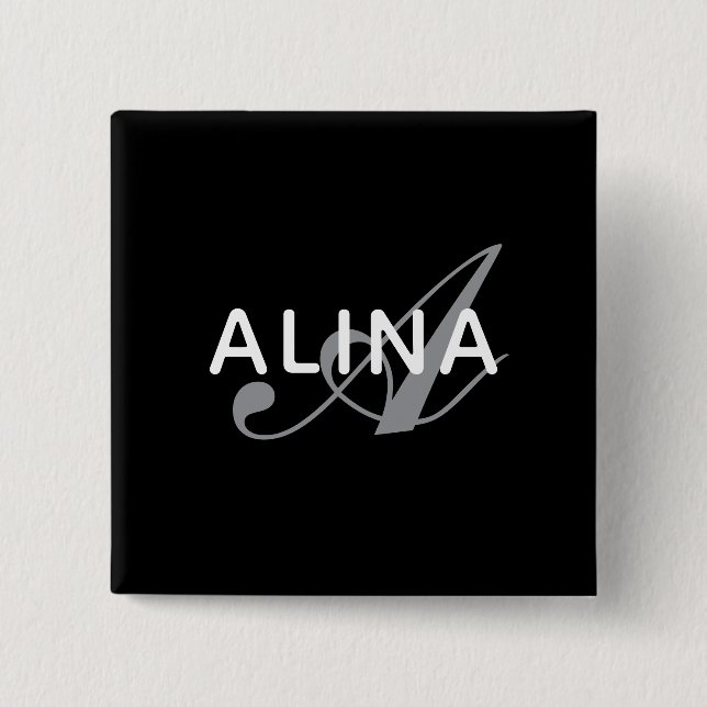 Create Your Own Name Monogram Design 2'' Square Knapp (Framsida)