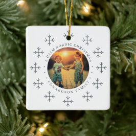 Create your own nordic family photo christmas julgransprydnad keramik
