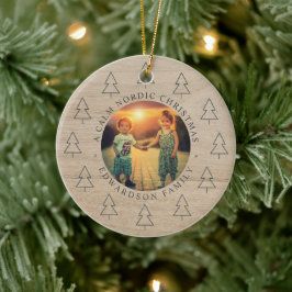 Create your own nordic family photo christmas julgransprydnad keramik