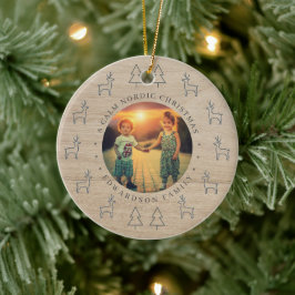 Create your own nordic family photo christmas julgransprydnad keramik