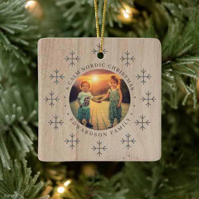 Create your own nordic family photo christmas julgransprydnad keramik (Träd)