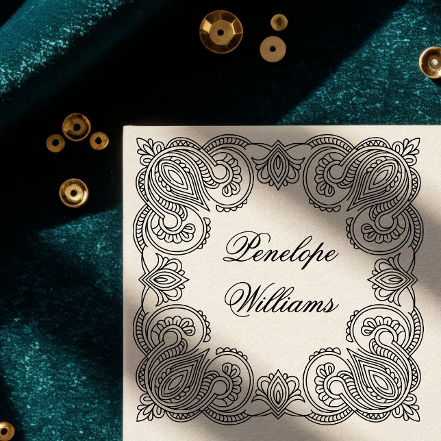Create Your Own Ornate Paisley Personalized Name Självfärgande Stämpel (Skapare uppladdad)
