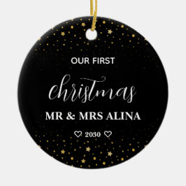 Create Your Own Our First Christmas Married Julgransprydnad Keramik