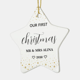 Create Your Own Our First Christmas Married Julgransprydnad Keramik