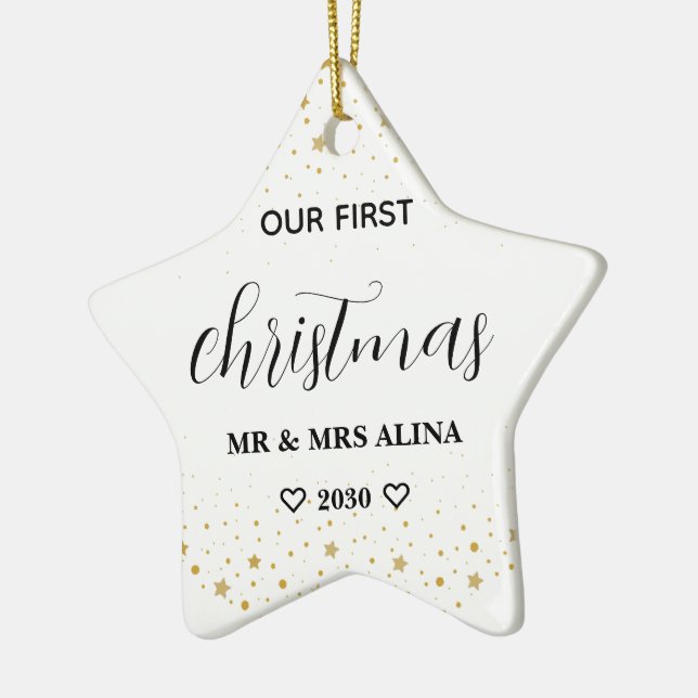 Create Your Own Our First Christmas Married Julgransprydnad Keramik (Vänster)