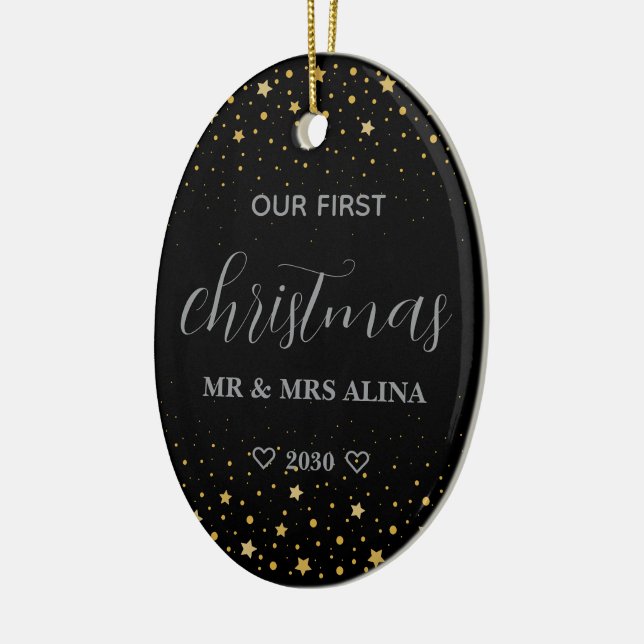 Create Your Own Our First Christmas Married Julgransprydnad Keramik (Vänster)