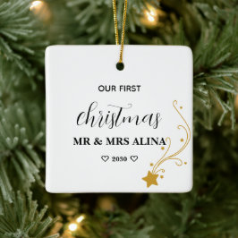 Create Your Own Our First Christmas Married Julgransprydnad Keramik