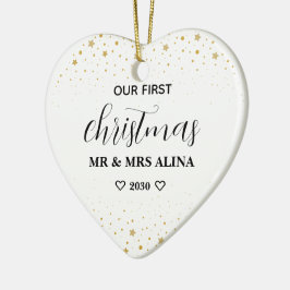 Create Your Own Our First Christmas Married Julgransprydnad Keramik