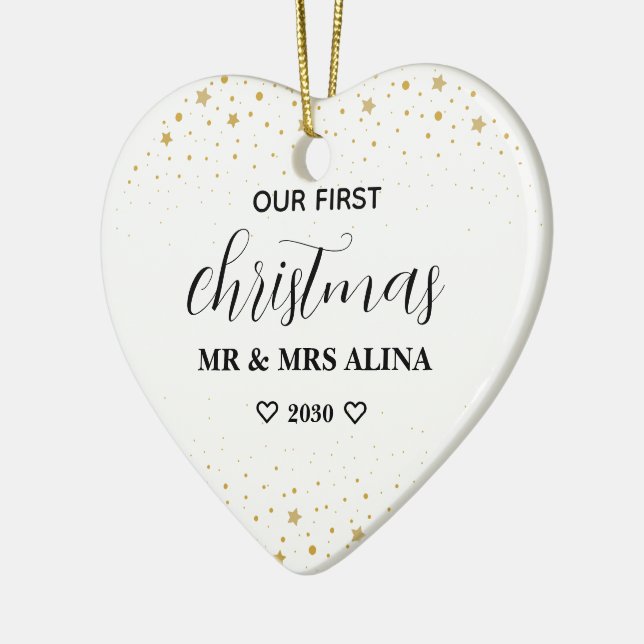 Create Your Own Our First Christmas Married Julgransprydnad Keramik (Vänster)