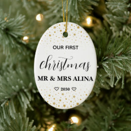 Create Your Own Our First Christmas Married Julgransprydnad Keramik