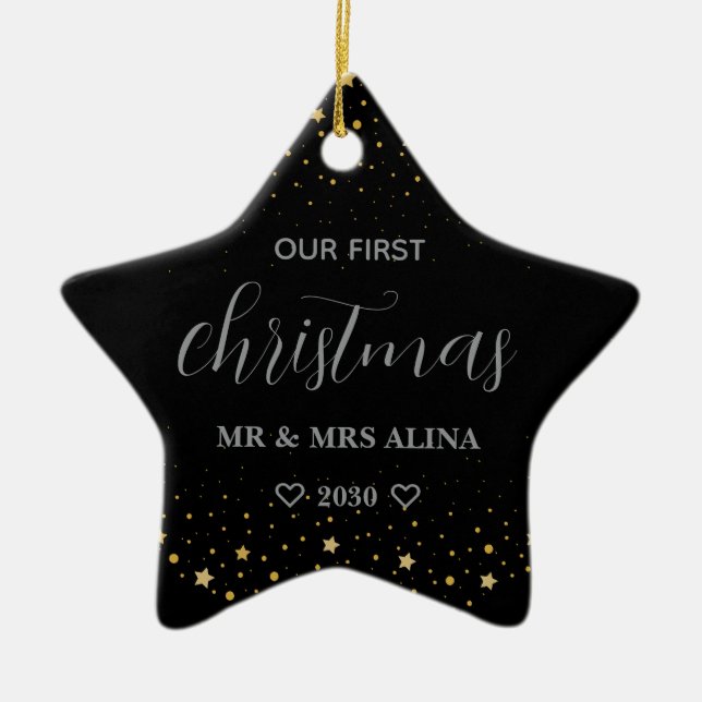 Create Your Own Our First Christmas Married Julgransprydnad Keramik (Framsidan)