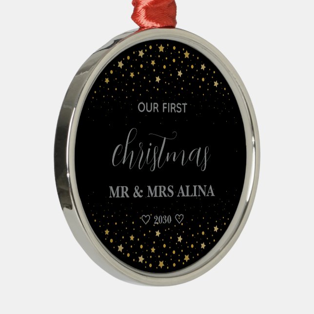 Create Your Own Our First Christmas Married Julgransprydnad Metall (Höger)