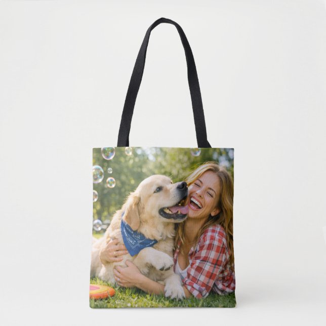 Create Your Own Pet Tote Bag – Add 2 Custom Photos Tygkasse (Framsida)