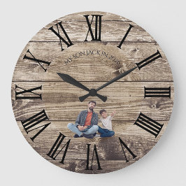 Create Your Own Photo Rustic Wood Clock Stor Klocka