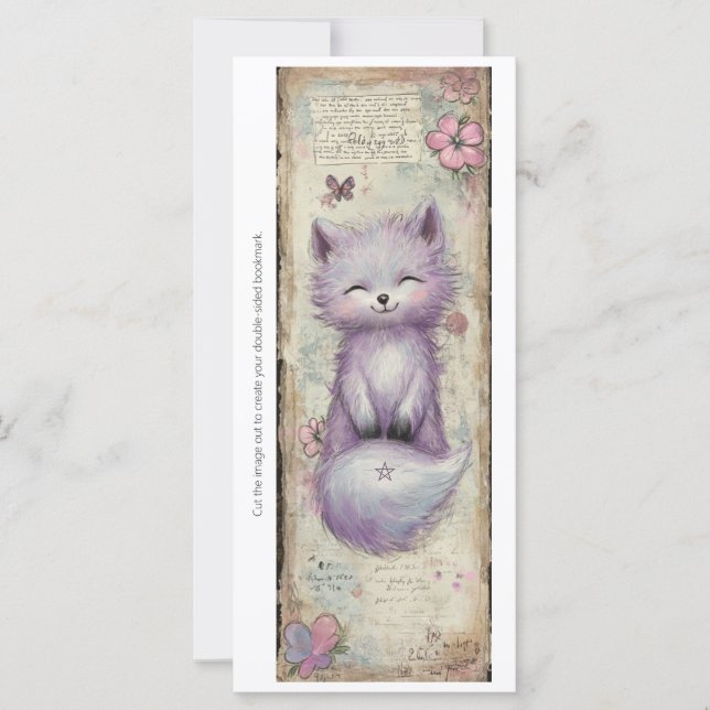 Create Your Own Purple Fox Floral Bookmark Card (Framsida)