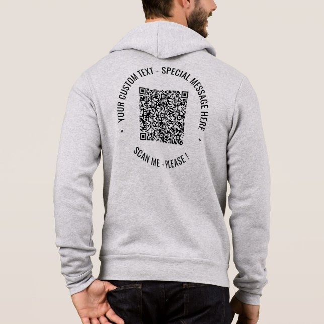 Create Your Own QR Code Hoodie Personalized Text T Shirt (Baksida)
