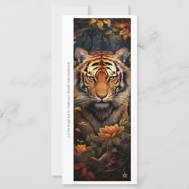 Create Your Own Regal Tiger Floral Bookmark Card (Framsida)
