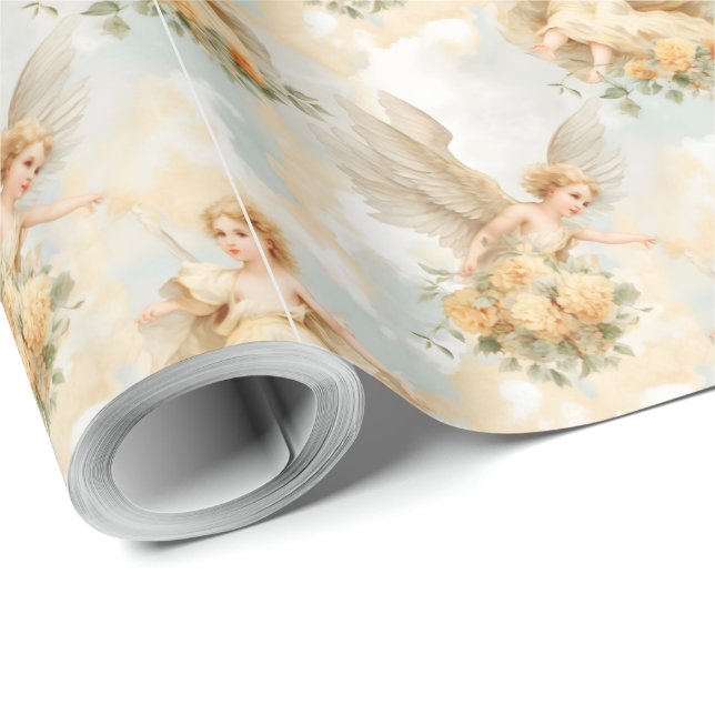 Create Your Own Romantic Yellow Roses Angels Presentpapper (Rulle Hörn)