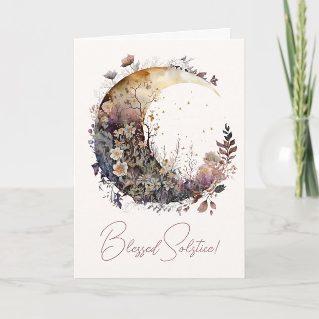 Create Your Own Rustic Sunset Floral Crescent Moon Helgkort (Framsida)