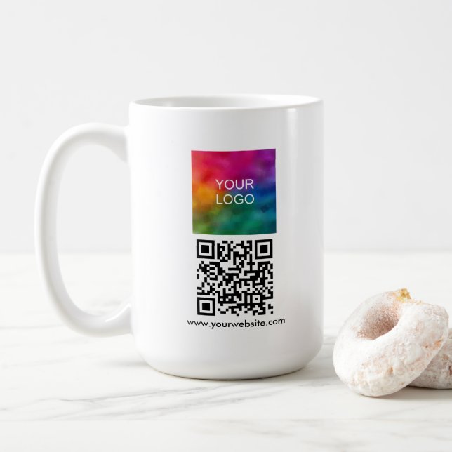 Create Your Own Scan Me QR Code Upload Logo Kaffemugg (Med munk)