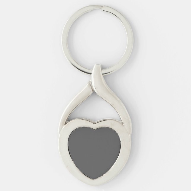 Create Your Own simple dark gray Twisted Heart Silverfärgad Nyckelring (Framsidan)