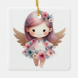 Create Your Own Smiling Floral Christmas Angel Julgransprydnad Keramik