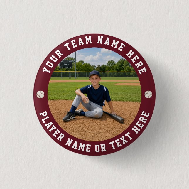 Create Your Own Sports Baseball Team Photo Knapp (Framsida)