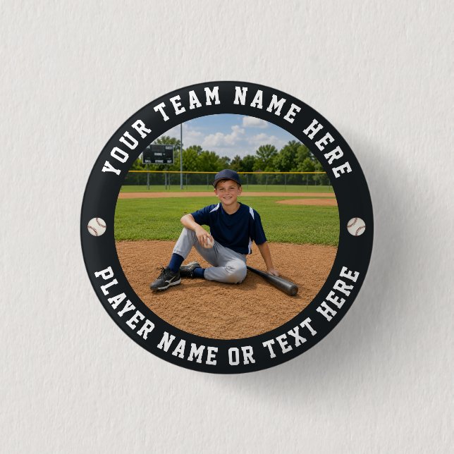 Create Your Own Sports Baseball Team Photo Knapp (Framsida)