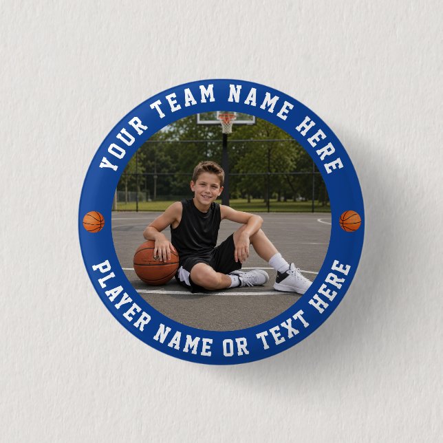 Create Your Own Sports Basketball Team Photo Knapp (Framsida)