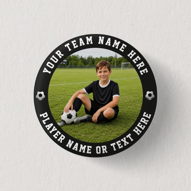 Create Your Own Sports Soccer Team Photo Knapp (Framsida)